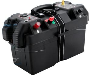 Boîtier de stockage pour batterie, matériau PP haut de gamme, dimensions 44 cm x 24,5 cm x 27 cm, poids net 1,95 kg, montage nécessaire, type de montage autonome