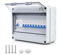 Boîtier de tableau électrique encastrable, IP65, 125 A, 9 circuits, avec disjoncteur différentiel