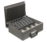 Boîtier de transport de fonds, anthracite, dimensions 35,5 x 27,5 x 10,2 cm, avec clé