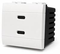Boîtier double USB-C, 45 W, 2 modules, blanc, pour Bticino Living Light