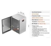 Boîtier électrique en acier, étanche selon IP66, acier inoxydable 304 robuste, différentes options de taille , 50x40x20 cm