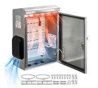 Boîtier électrique étanche VEVOR, indice de protection IP65, tableau deen acier inoxydable avec thermostat, ventilateur et protection contre la pluie. Boîtier de connexion sécurisé pour extérieur, dim