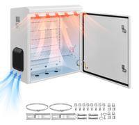 Boîtier électrique étanche VEVOR, indice de protection IP65, tableau deen acier laminé à froid avec thermostat, ventilateur et protection contre la pluie, coffret de connexion sécurisé pour extérieur,