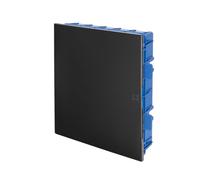 Boîtier encastrable pour cloison sèche - Tableau électrique 24 modules DIN (2 x 12), couvercle aveugle ultra fin 11 mm, style moderne et élégant, IP40, rail DIN, pour rénovation d'appartements, noir