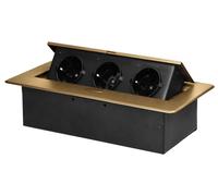 Boîtier encastrable pour meuble - Prise encastrée Schuko - 3 prises - Doré