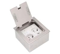 Boîtier encastrable pour sol, 2 prises, USB, réseau, 2500 W, 16 A, couleur argent