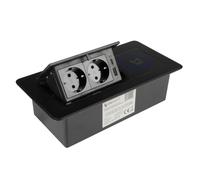 Boîtier modulaire à 2 prises encastrables II USB-A C 20 W Induction 15 W Noir