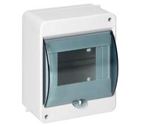 Boîtier modulaire en plastique, avec vitre de protection et connecteur N+PE, indice de protection IP40, couleur blanche. Boîtier en plastique pour tableau électrique (5 modules)