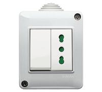 Boîtier Plana e protection IP40, avec interrupteur et prise, de couleur blanche