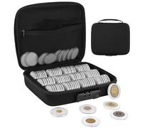 Boîtier pour Collection de pièces, 100 Capsules Transparentes, Joints Mousse Multi Tailles, Coffret étanche à Serrure, pour Dime, Cent, Nickel, Quarter, Dollar Argent, Demi Dollar