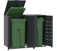 Boîtier pour poubelles avec couvercle et 2 portes doubles, conçu pour contenir 2 tonnes de déchets, structure robuste, durable et résistante à la décomposition, couleur anthracite, dimensions : 138 x