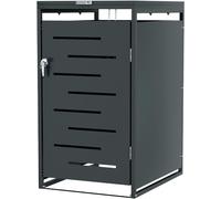 Boîtier pour poubelles, modèle 1, pour poubelles de 120L/240L, revêtement métallique avec finition poudre, verrouillable, résistant aux intempéries, équipé d'amortisseurs à gaz, couleur anthracite