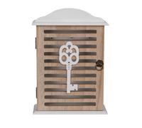 Boîtier Range-clés - Bois - 6 crochets - 27.5 cm hauteur - 19 cm largeur - Marron