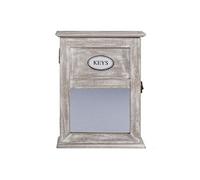 Boîtier Range-clés en bois avec miroir - 26.5 x 20 x 6 cm