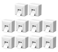 Boîtier réseau - Prise murale RJ45 Cat6a - 2 ports - Montage en surface et encastré - Blanc