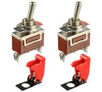 BOJACK Interrupteur à Levier 20A 12VDC / 120VAC 2 broches ON/OFF SPST avec couvercle de sécurité rouge pour voiture camion automobile (lot de 2 pièces)