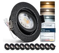 Bojim Spot LED Encastrable Salle de Bain Noir Dimmable 220V 7W IP44 | Blanc Chaud / Neutre / Froid, Trou 68mm - 80mm, Spots pour Cuisine Chambre Salon, Lot de 10