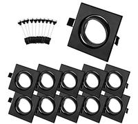 Bojim Support Spot Encastrable Orientable Gu10 Carre Noir, Entourage Spots Led de Plafond Gu 10 Armature Inox Brossé Cadre de Montage Trou 68mm - 85mm Lot de 10 (Sans Ampoule)