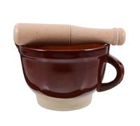 Bol à Ail Manuel en Céramique et Bois, Pilon pour Pâte Fine | Nettoyage Pratique, Usage Sûr, Couleur Marron, Ustensile Cuisine pour Ail et Préparation Maison