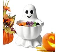 Bol à bonbons d'Halloween fantôme mignon - Porte-collation en résine, plate | 5,79x5,31x8,5 pouces | Bol de bonbons d’Halloween fantôme | Cadre en résine de grande capacité pour table, cuisine, c