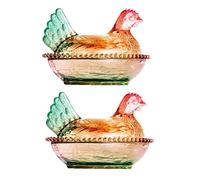 Bol à bonbons en cristal en verre en forme de poule avec couvercle - Décoration de table - Assiette à dessert - Bocaux à bonbons avec couvercle - Décoration d'intérieur