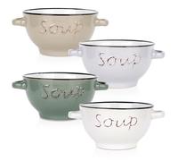 Bol à bouillon en céramique - SIAKI COLLECTION - 600 ml - Lot de 4 - 18x14x7,7 cm - 4 couleurs pastel
