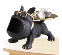 Bol à clés d'entrée | Table de bureau en résine - Bouledogue français - Sculpture de rangement pour clés, bijoux, boucles d'oreilles, sculpture de table pour la maison