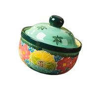 Bol à crème rond couvert, récipient à vapeur en céramique pour la préparation du petit-déjeuner, pot de table compact avec bouton ajusté, bol à vapeur à service unique, ramequin en céramique avec
