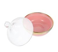 Bol à Dessert en Céramique Couvercle, Ramequin pour Pudding et Fruits | Verre Rose, Base Antidérapante, Bords Lisses et Finition Polie, Réutilisable pour Gelées, Petits Gâteaux, Préparation