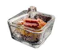 Bol à dessert en verre de cristal, petit bol carré transparent délicat avec couvercle, bocal d'assaisonnement en cristal pour la cuisine et la maison