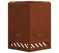 Bol à feu hexagonal en acier Corten Rouille | Léger, portable, double paroi, combustion propre, parfait pour le jardin