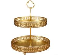 Bol à fruits à double couche de luxe doré pour table basse de salon, plateau à goûter élégant pour bonbons et desserts, vaisselle de service minimaliste moderne 20 x 20 x 25,5 cm