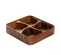 Bol à fruits en bois de noyer 4 compartiments porte-fruits panier à collations organisateur de cuisine empilable pour décoration 20 x 20 cm (1)