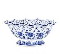 Bol à fruits en céramique bleu et blanc de 23,9 cm, bol décoratif en porcelaine, assiette de service à fruits, bol de rangement, bol décoratif pour comptoir de table, centre de table, décoration de