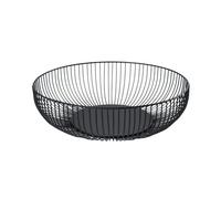 Bol à fruits en métal | Panier rond en fil double envoi 10 x 25 cm | Panier à fruits, porte-légumes, rangement cuisine noir, stable, air-permable, assiette à fruits décorative, ménage