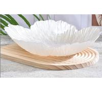 Bol à fruits en verre cristal - Grande assiette décorative en forme de fleur nacrée pour usage domestique