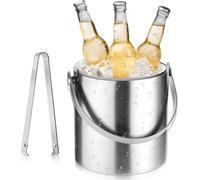 Bol à glace à double paroi - 2 litres - avec passoire et couvercle hermétique - bâtonnet à glace - poignée de transport - seau à champagne - seau à bouteille - récipient à glace à double paroi avec co