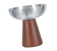 Bol à Glace Pied en Acier Inoxydable 100ml Base Bois | Surface Lisse Non Poreuse, Vaisselle Réutilisable Facile à Nettoyer, pour Céréales, Fruits, Gâteaux, Salades, Pudding
