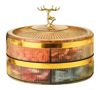 Bol à goûter transparent de luxe pour desserts - Plateau à fruits empilable avec poignée en cerf pour décoration d'intérieur - Boîte en PET 25 cm (F)