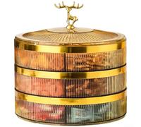 Bol à goûter transparent de luxe pour desserts - Plateau à fruits empilable avec poignée en cerf pour décoration d'intérieur - Boîte en PET 25 cm (I)