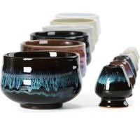 Bol à matcha japonais Céramique Porte-fouet 510ml Bleu Chawan Bol à thé