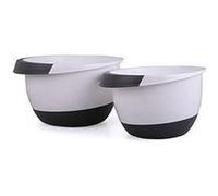 Bol mélangeur Set de 2 pièces plastique noir et blanc Jeu de 2 saladiers à fond antidérapant de 3,5 et 2 l