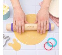 Bol à pâte en bois pour enfants avec 3 anneaux souples en silicone pour différentes épaisseurs de pâte