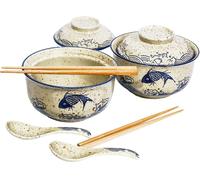 Bol à ramen bol à soupe bol à nouilles - Céramique - 800 ml - Avec couvercle - Lot de 2