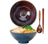 Bol à Ramen, Ensemble de bols à Ramen, Bol japonais en céramique, Ensemble de bols à Ramen, Bol à Ramen avec cuillère et baguettes, Bols à soupe 1200 ml, Bol à Ramen rétro, Bols à céréales, Bol à