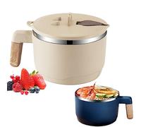 Bol à ramen instantané, Bol à soupe japonais en acier inoxydable, Bol à soupe 1000 ml avec double isolation et couvercle scellé (Beige)