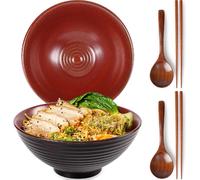 Bol à ramen japonais 1200 ml en céramique artisanale agate rouge