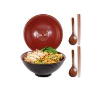 Bol à ramen japonais 1200 ml en céramique artisanale agate rouge
