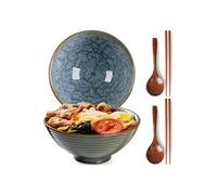 Bol à ramen japonais 1200 ml en céramique artisanale paon bleu
