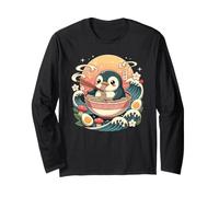 Bol à Ramen Mignon Pingouin Kawaii Nouilles Coucher de Soleil Manche Longue
